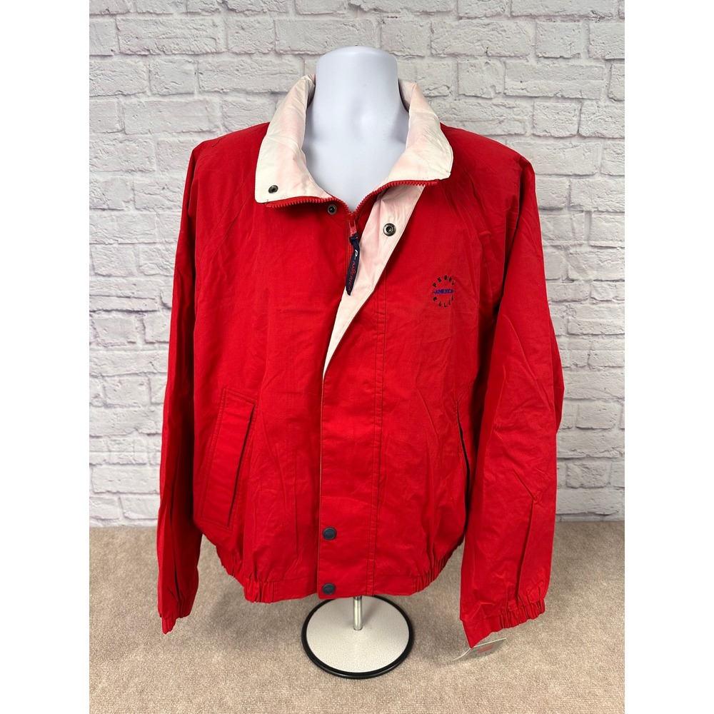VTG Perry Ellis America Red Zip Up Track Jacket‎ XL Athletic Casual Sportswear